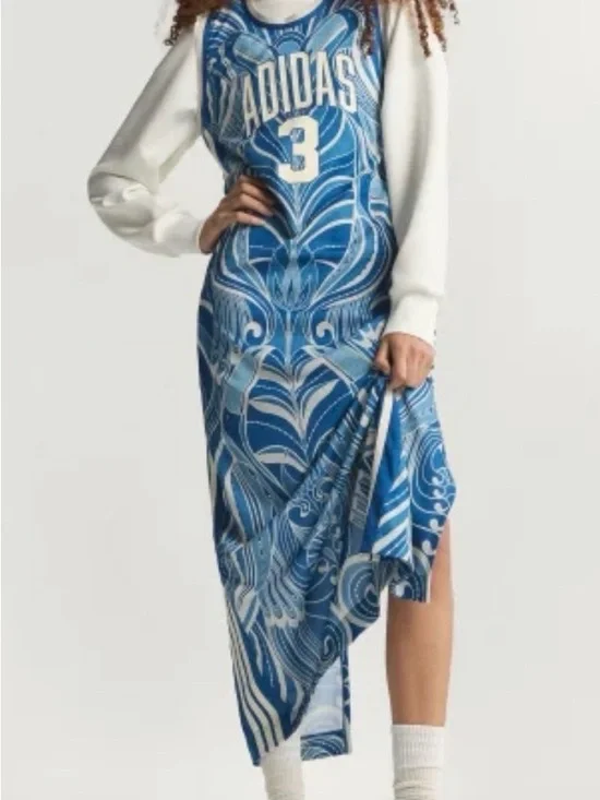 Adidas X Farm Rio Premium Dress blue and white L - Picture 4 of 6